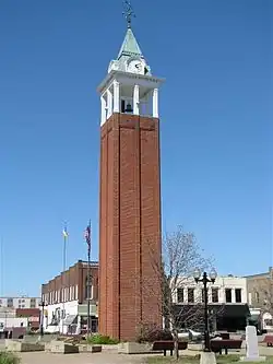 Marion clock tower in the town square