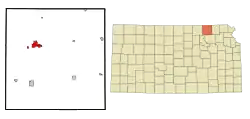 Location within Marshall County and Kansas