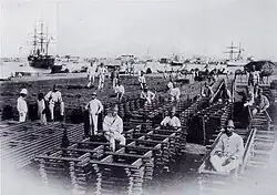Italian soldiers of the Ferrovieri Engineer Regiment during the construction of the rails to connect Massawa to Saati, Italian Eritrea, 1886.