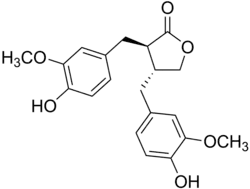 Matairesinol, illustrating the dibenzylbutyrolactone motif