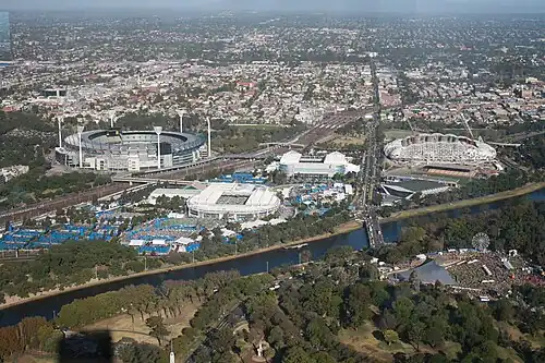 Image 55The Melbourne Sports and Entertainment precinct on the banks of the Yarra River in 2010. (from Australian Open)
