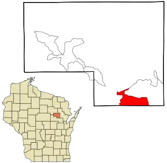 Location in Menominee County and the state of Wisconsin.