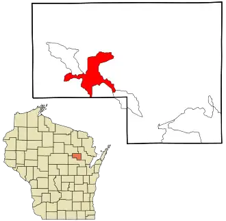 Location in Menominee County and the state of Wisconsin.