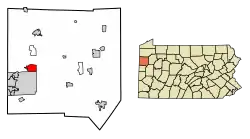 Location of Clark in Mercer County, Pennsylvania.