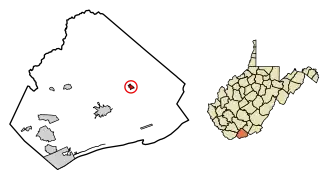 Location of Athens in Mercer County, West Virginia.