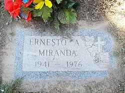 Grave site of Ernesto Arturo Miranda, Block #677.
