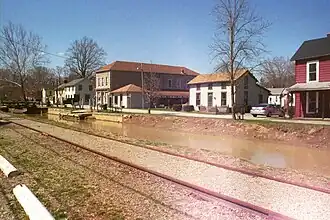 Metamora, with railroad and canal in the foreground