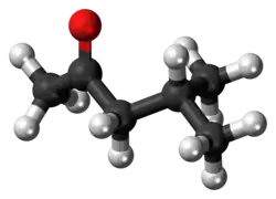 Ball-and-stick model of the methyl isobutyl ketone molecule