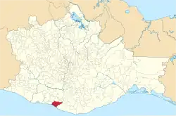 Location of the municipality in Oaxaca