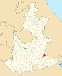 Location of the municipality in Puebla