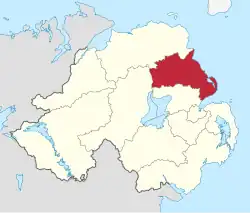 Mid and East Antrim district shown within Northern Ireland