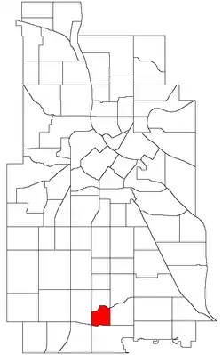 Location of Page within the U.S. city of Minneapolis