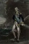 Colorised etching of Lord Nelson, based on a work by John Hoppner