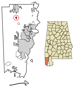 Location in Mobile County, Alabama