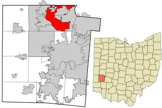 Location in Montgomery County and the state of Ohio.