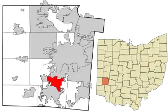 Location in Montgomery County and the state of Ohio.