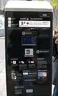 Bixi pay station with small touchscreen and credit card slot