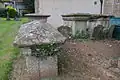 Group of 7 monuments in churchyard, adjacent to nave, Church of St Peter and St Paul