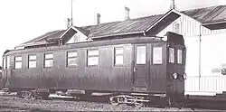 Wooden-bodied two-bogie railcar