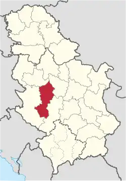 Location of district in Serbia