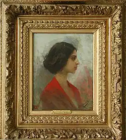 Jeune Juive, Etude d'Aimé Morot in original frame, no date. Oil on wood panel, size 22 x 27 cm.