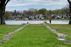 Remains of Morris Canal Lock 1 West, looking toward the lake
