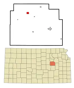 Location within Morris County and Kansas