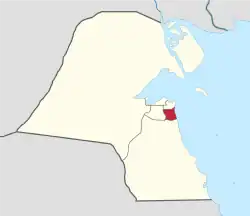 Map of Kuwait with Mubarak Al-Kabeer highlighted