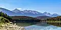 Muhigan Mountain (center) seen from Patricia Lake, with Roche Noire to right.