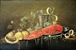 Fruits, dishes and lobster by Jan Davidszoon de Heem. Early 17th century