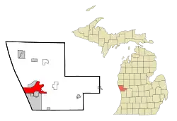 Location within Muskegon County and the state of Michigan