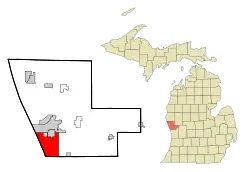 Location in Muskegon County and the state of Michigan