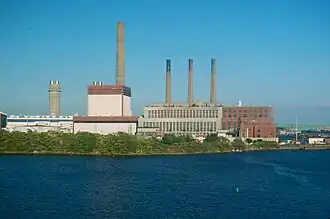Mystic Generating Station from across the Mystic River