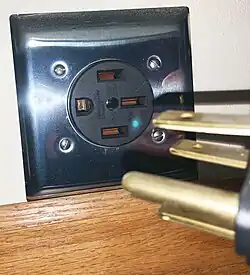 A NEMA 14-50 supplying 12 kW (9.6 kW sustained) on a 240 V circuit to recharge an EV