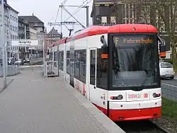 NGT8 type Flexity Classic at the Harbor station of the “DSW21” network in Dortmund, Germany