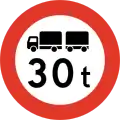 Weight limit for lorries Restriction is for the combined weight in the case of a lorry, though no single vehicle is permitted above the limit either.