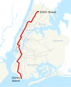 Map of the "D" train
