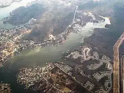 Aerial image of Chestnut Hill Cove (Apartment complex on the bottom right)