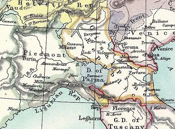 Map shows northern Italy around 1800.