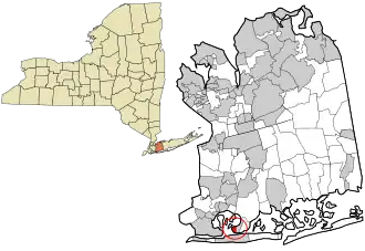 Location in Nassau County and the state of New York.