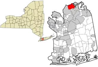Location in Nassau County and the state of New York.