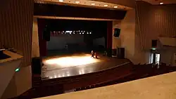 Stage of National Theatre of Yangon seen from gallery.