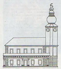 Navahrudak town hall, plan in the 19th century.