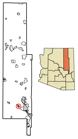 Location of Pinedale in Navajo County, Arizona.