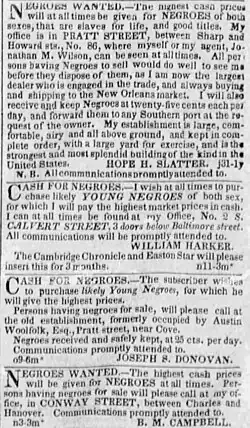 Advertisement seeking enslaved people