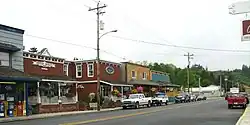 Nehalem business district looking east along Highway 101