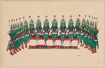 Niman Kachina Dance, drawing, gouache on wove paper laid down to board