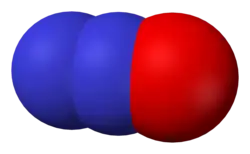 Space-filling model of nitrous oxide