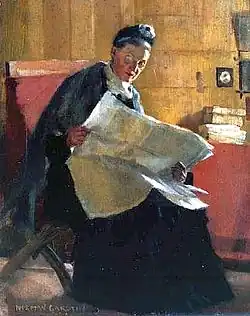 A Woman Reading A Newspaper, 1891, oil on wood