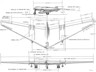 3-view line drawing of the Northrop YRB-49A